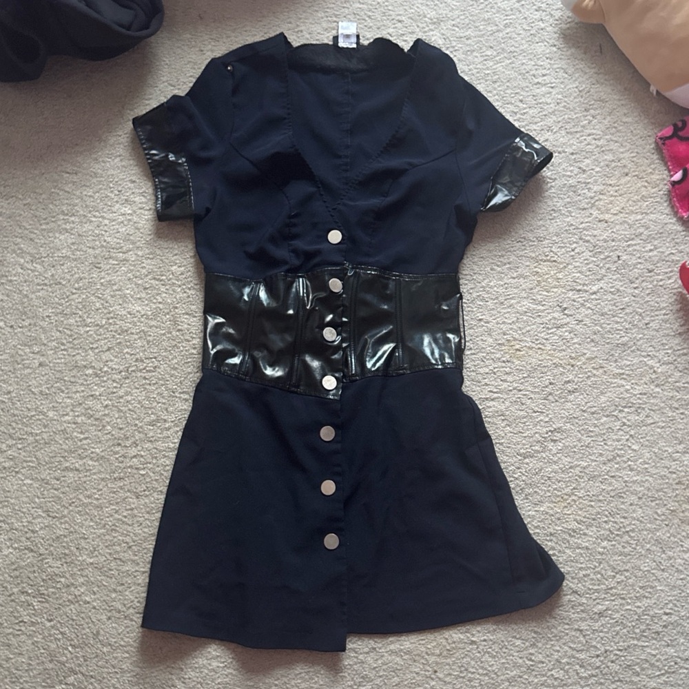 Dreamgirl Alternative Black Navy Button Up Mini Dress